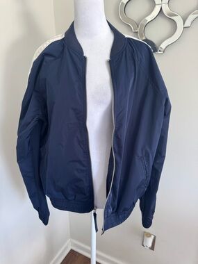 GAP Navy Bomber Jacket with White Shoulder Stripe